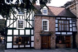 Half-timbered shops in Leominster, Herefordshire Wallpaper