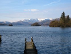 Windermere from Bowness Bay winter afternoon. Wallpaper