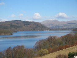 March, a view looking north over Windermere. Wallpaper