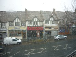 Snowing this Easter, 2008, Worcester Park, Surrey Wallpaper