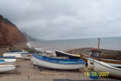 Boats on the Beach, Sidmouth, Devon Wallpaper