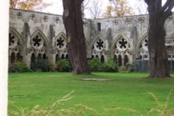 Inside Courtyard at Salisbury Cathedral Wallpaper