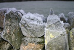 Drystone wall with heavy frost Wallpaper