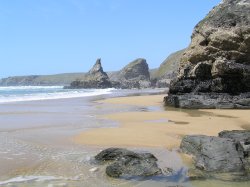 On the beach at Bedruthan Steps Wallpaper