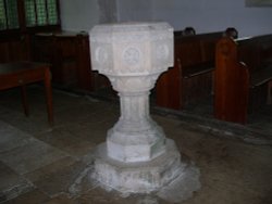 The font in Slaughterford Church Wallpaper