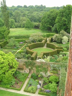 View from the tower at Sissinghurst castle garden, Kent