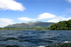 Looking north along Derwentwater from pleasure boat. Wallpaper