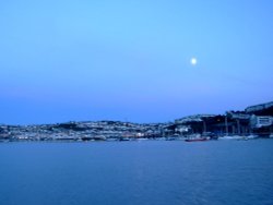 Brixham harbour at dusk. Wallpaper