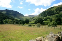 The fields and fells around Glencoyne Bay, Ullswater. English Lakes. Wallpaper