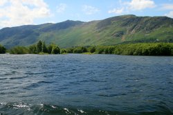 Derwentwater, a view  from a pleasure craft. Wallpaper