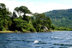 Friars Crag, Derwentwater,  a view looking from a pleasure craft Wallpaper