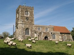 Parish Church - with flock, Soulbury, Bucks Wallpaper