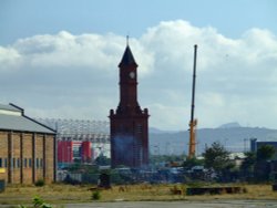 Clocktower and crane on the banks of the Tees Wallpaper