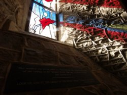 WWII Memorial stained glass, St Giles church, Noke, Oxon.