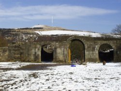 Rivington - a dusting of snow at the ruined castle Wallpaper