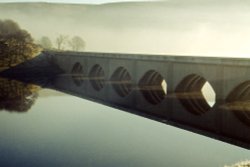 The A57 crossing Ladybower reservoir