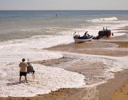 Marine artist at Cromer, Norfolk