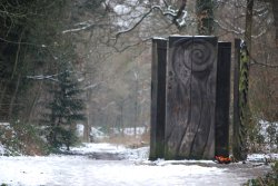 Sculpture with a wreath