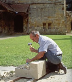 Stonecutting at Brinkburn Priory, Northumberland