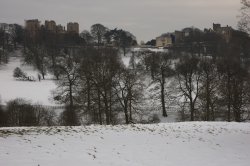 Hardwick Hall in the snow Wallpaper