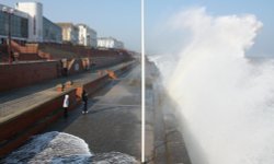 Bridlington high tide in April Wallpaper