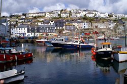 Harbour with the hill in the background. Wallpaper