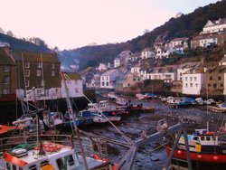 Polperro Harbour scene Wallpaper