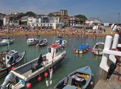 Boats moored in Viking Bay, Broadstairs, Kent Wallpaper