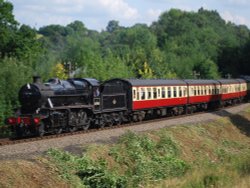 Train on Severn Valley Railway taken from the Engine House at Highley Wallpaper