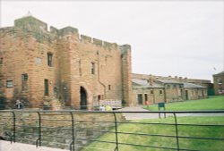 Looking back toward to inner entrance of Carslisle Castle Wallpaper