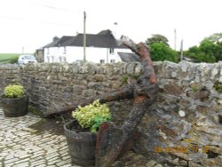 An old anchor in the yard at Jamaica Inn