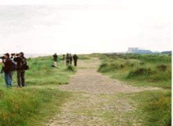 Bird watchers near the beach at Minsmere Wallpaper