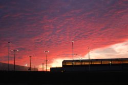 Red sky at night over Merry Hill Centre