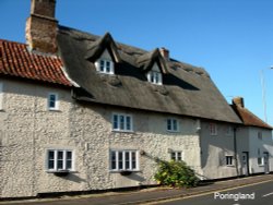 Thatched Cottages opposite the church Wallpaper