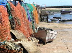 Nets drying in Folkestone harbour Wallpaper