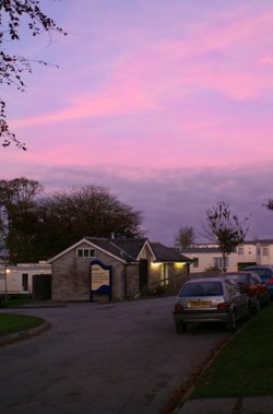 Sunset at Trelawne Manor holiday park.