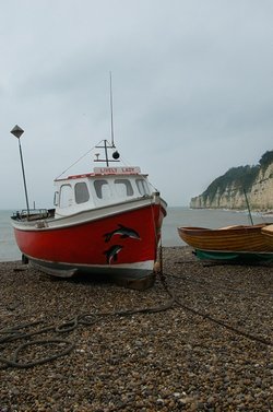 Boat on Pebble Beach at Beer