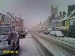 Snowy Honiton High Street Wallpaper