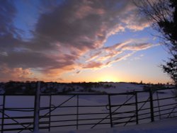 Snowy sunset