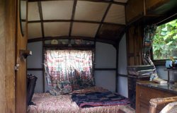 The inside of one of the Caravans. Wallpaper