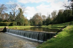 Weir and Rustic Bridge Wallpaper