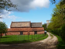 Farm at the roads end. Wallpaper