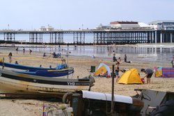 Beach and pier. Wallpaper