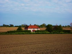 Pink house in the fields Wallpaper