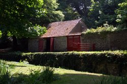 One of the outbuildings. Wallpaper