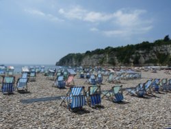 Deckchairs at Beer Wallpaper