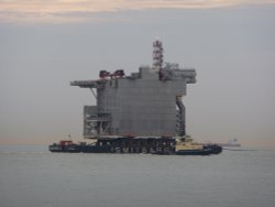 A close-up of the accommodation module out at sea. Wallpaper