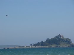 Chopper over St. Michael's Mount Wallpaper