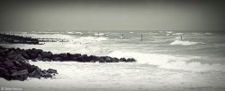 Windy beach at Sheringham, Norfolk Wallpaper