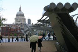 Millennium Bridge with St Paul's in the background Wallpaper